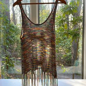 Vintage Havana knit open back tassel tank.